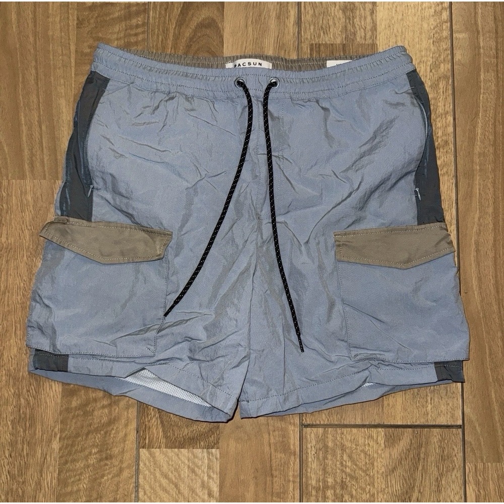 Men's Pacsun Cargo Swim Trunks Board Shorts Gray Size M